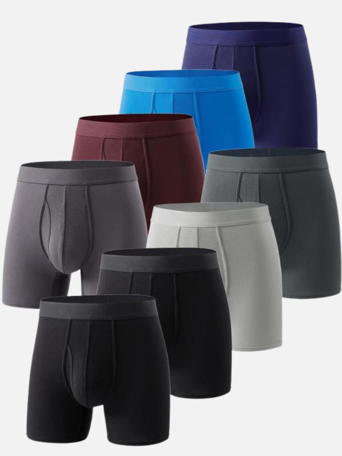 8-Pack Ultra-Comfort Bamboo Boxer Briefs – Breathable, Stretch Fit, Mid-Waist