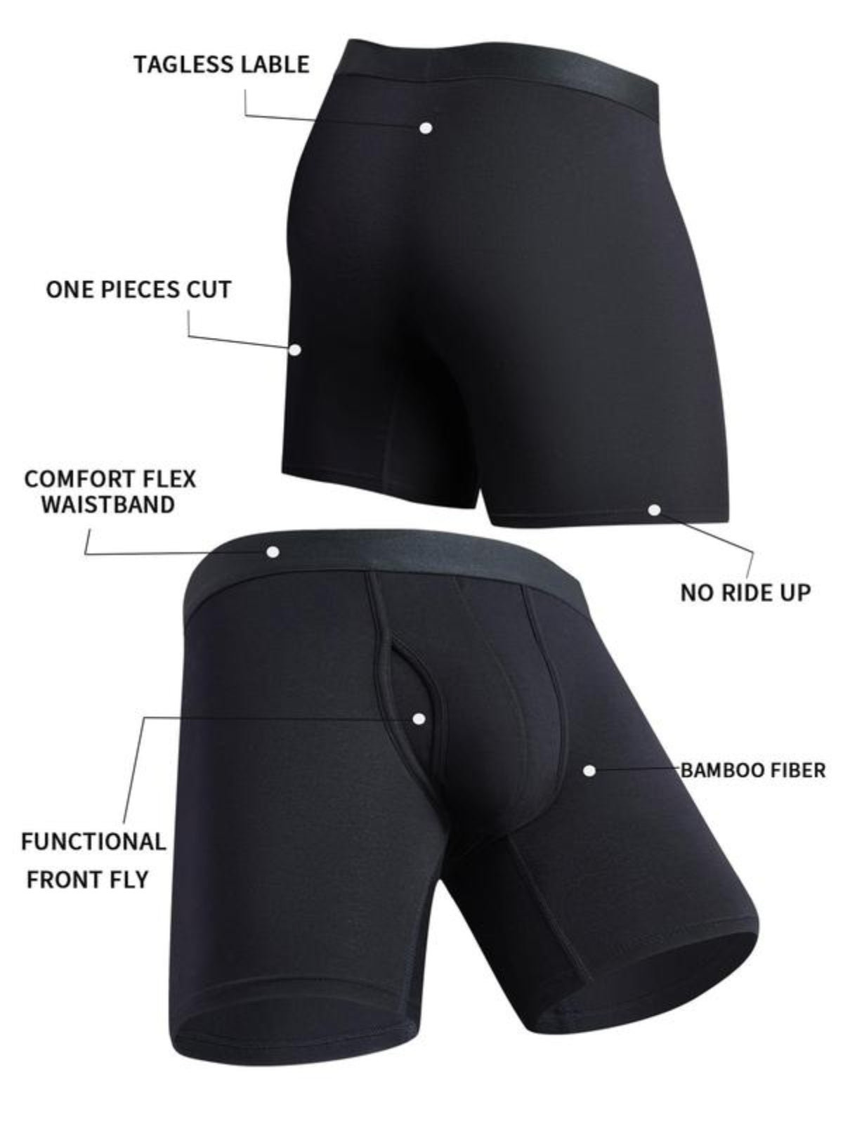 8-Pack Ultra-Comfort Bamboo Boxer Briefs – Breathable, Stretch Fit, Mid-Waist