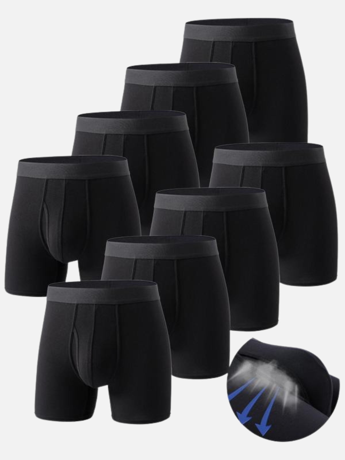 8-Pack Ultra-Comfort Bamboo Boxer Briefs – Breathable, Stretch Fit, Mid-Waist