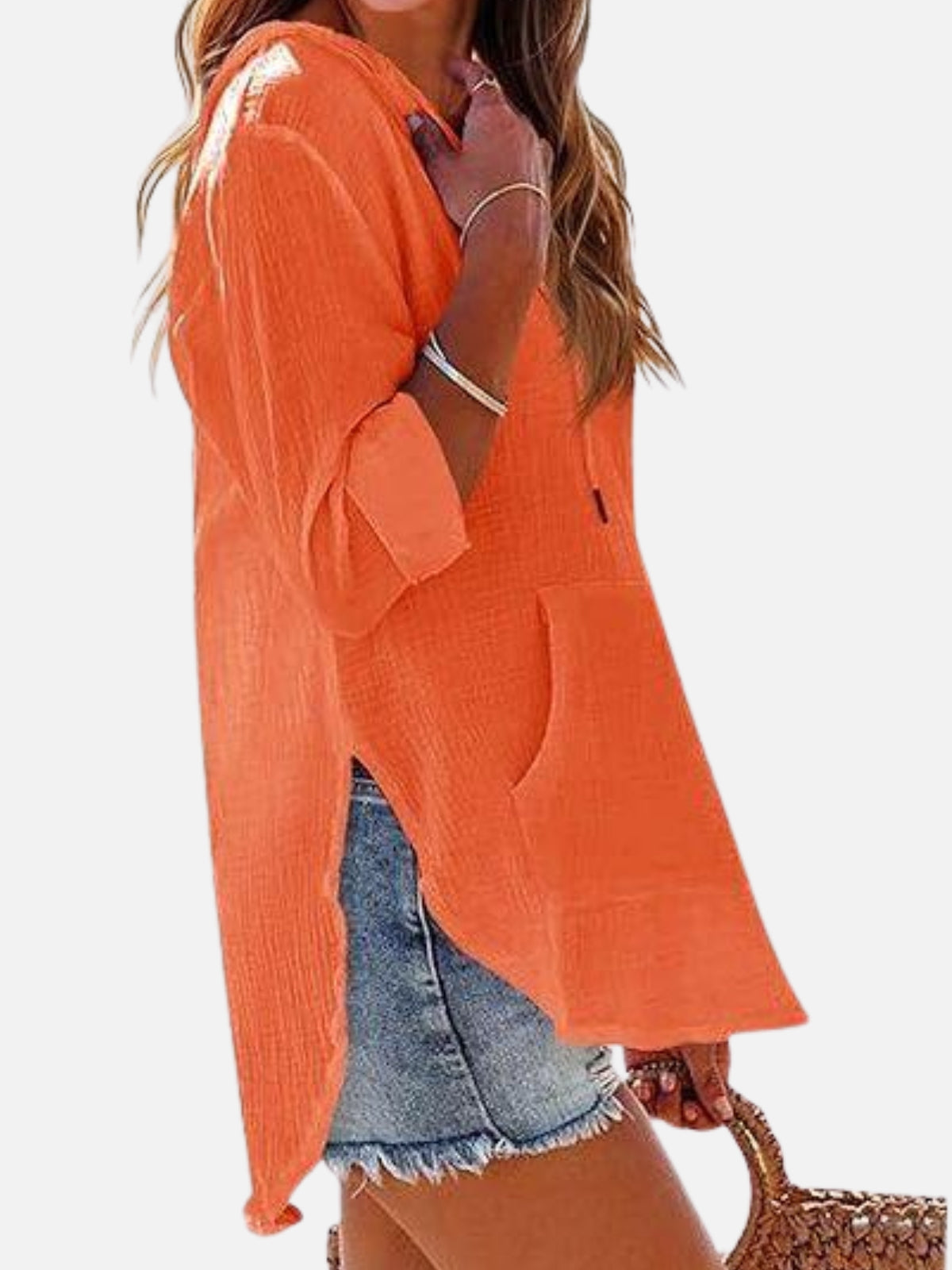 BamLuxe™ Hooded Cotton Slub Shirt – Casual Long Sleeve