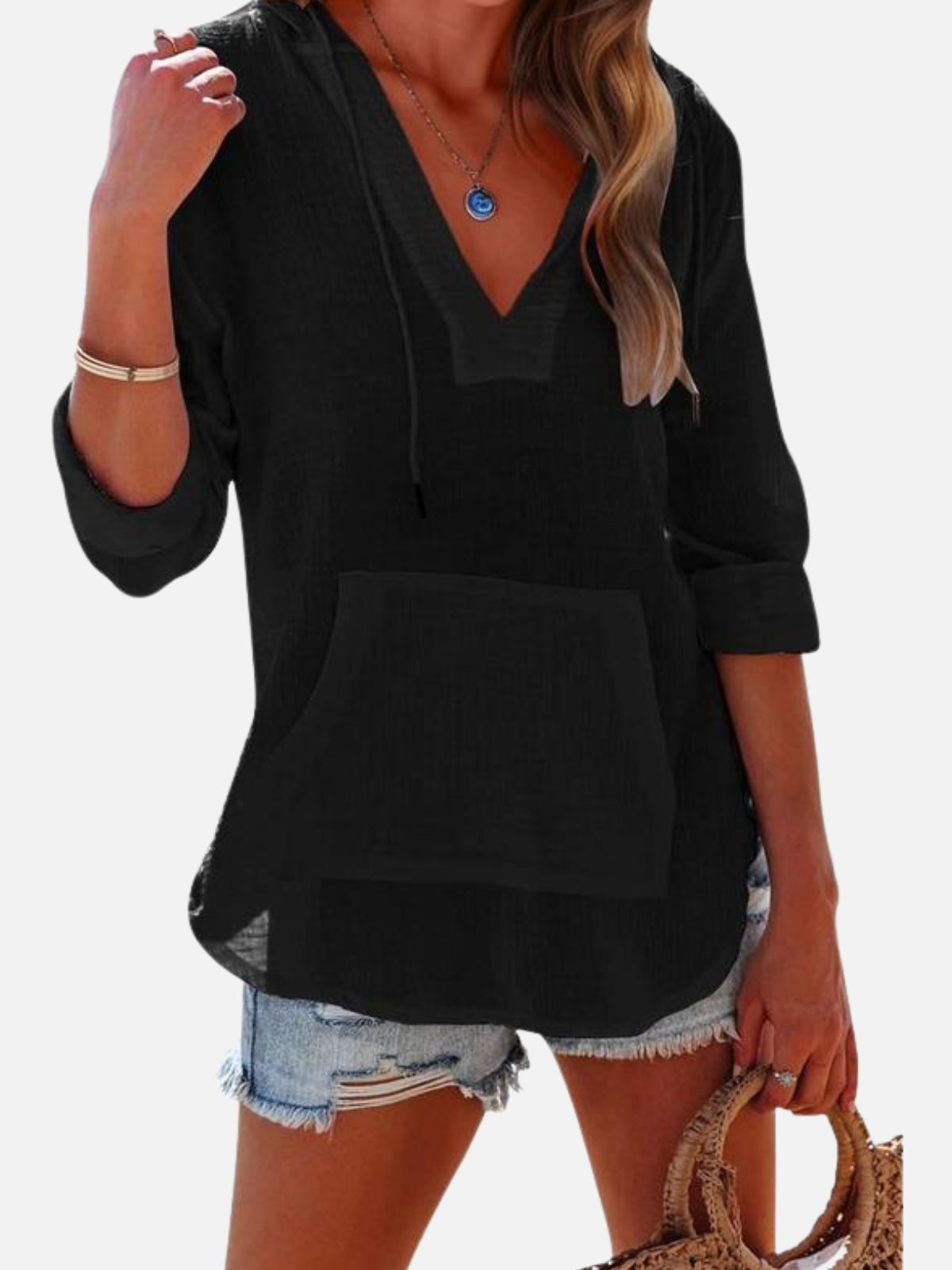 BamLuxe™ Hooded Cotton Slub Shirt – Casual Long Sleeve