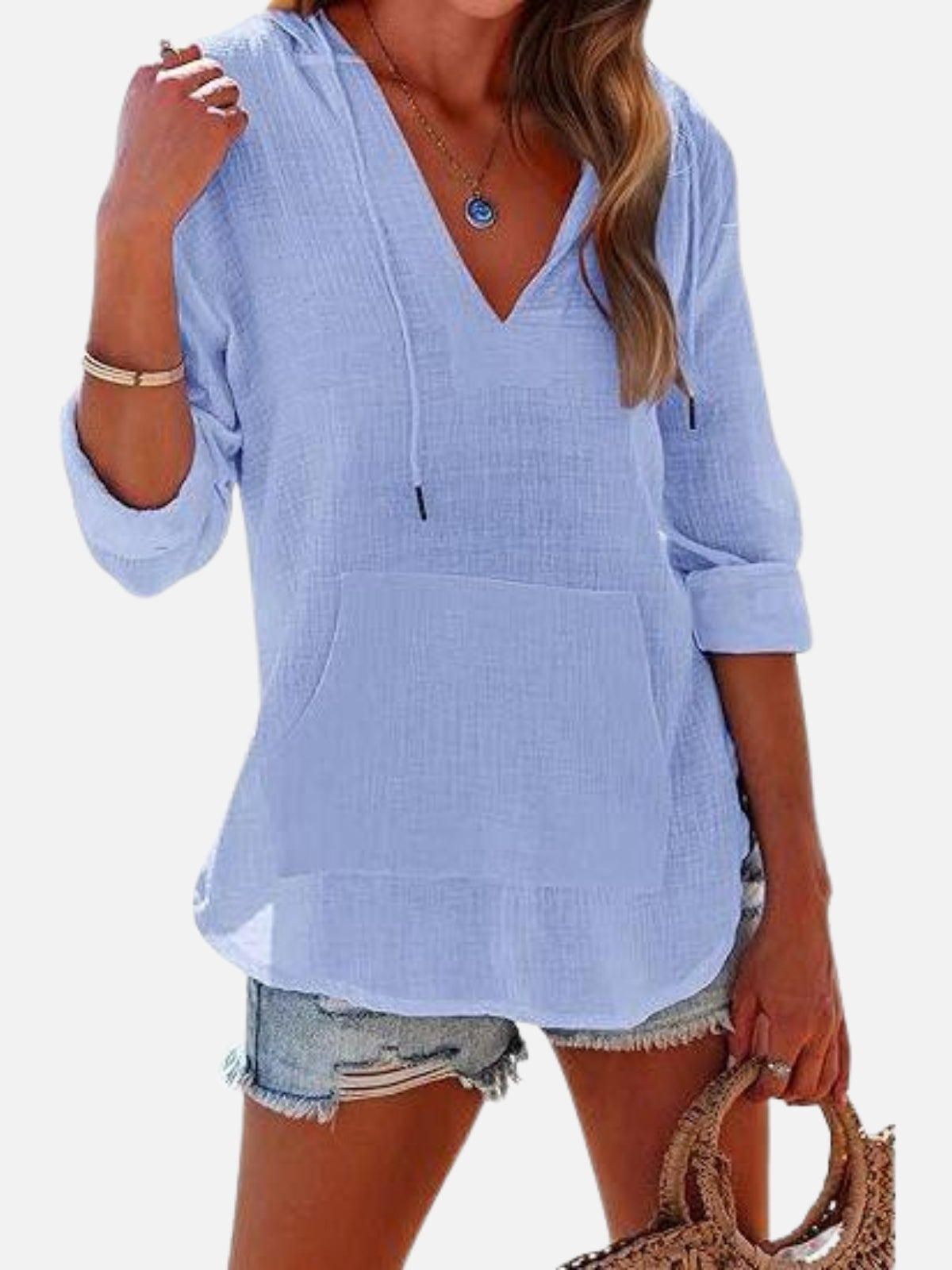 BamLuxe™ Hooded Cotton Slub Shirt – Casual Long Sleeve