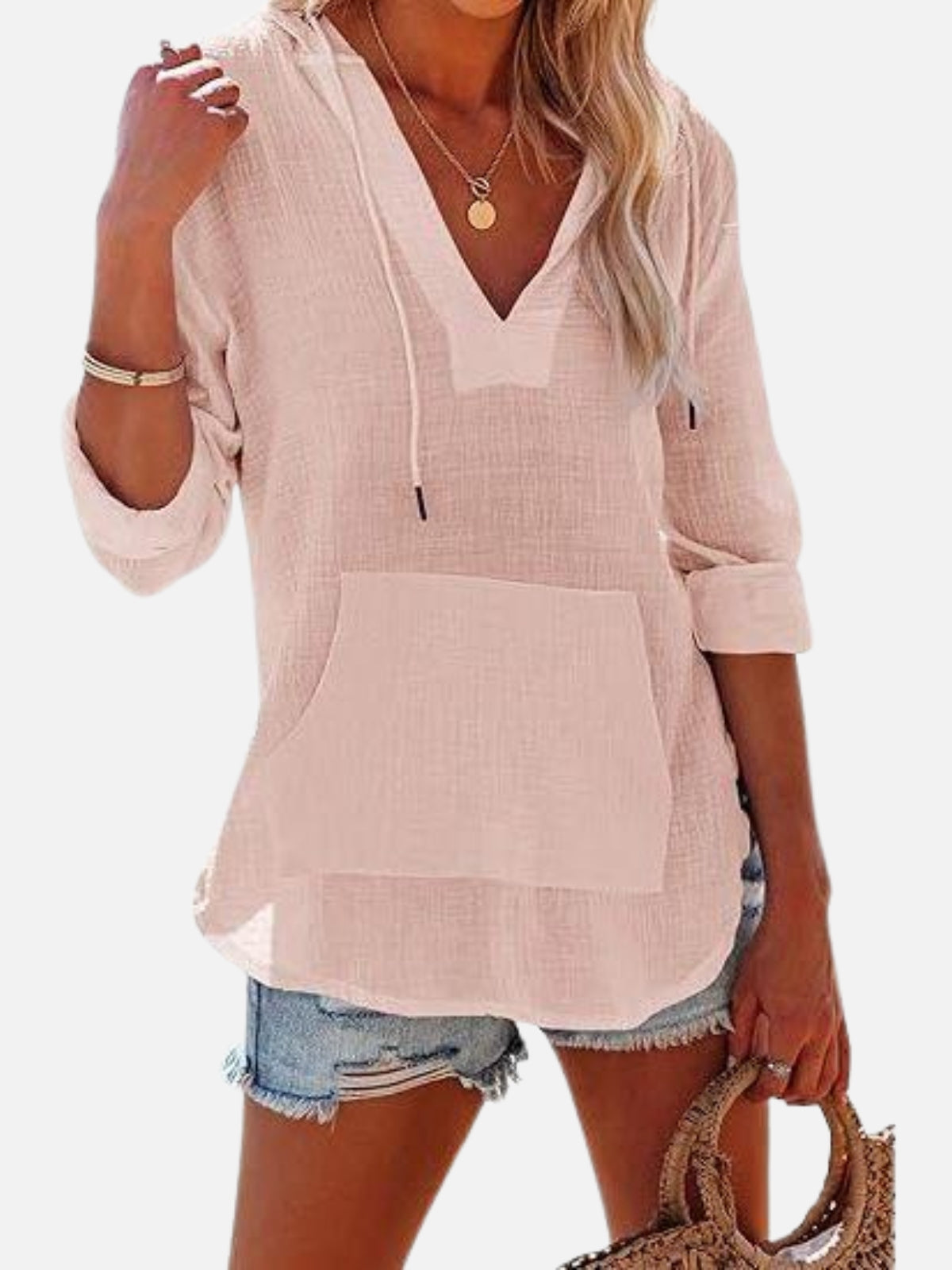 BamLuxe™ Hooded Cotton Slub Shirt – Casual Long Sleeve