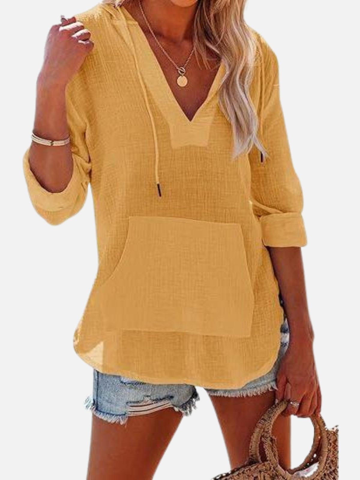 BamLuxe™ Hooded Cotton Slub Shirt – Casual Long Sleeve