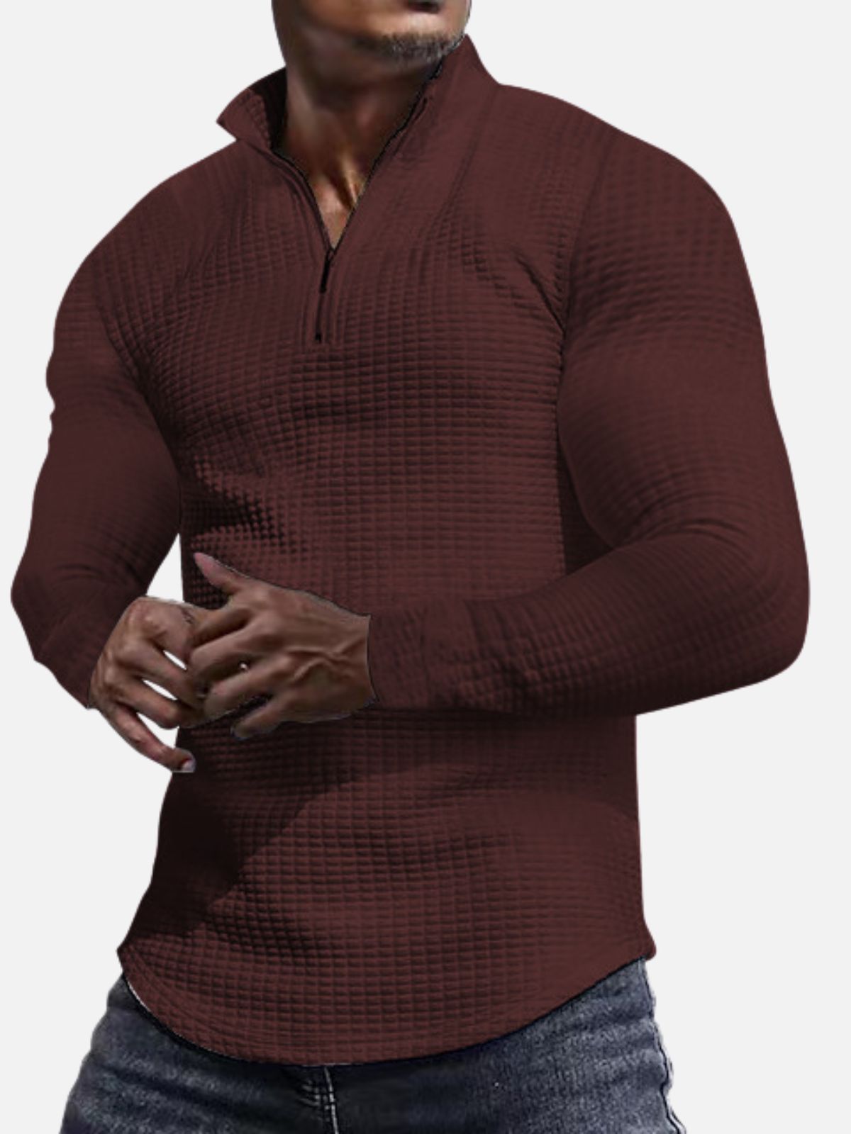 AEROStretch Non-Iron Check Half-Zip Sweatshirt