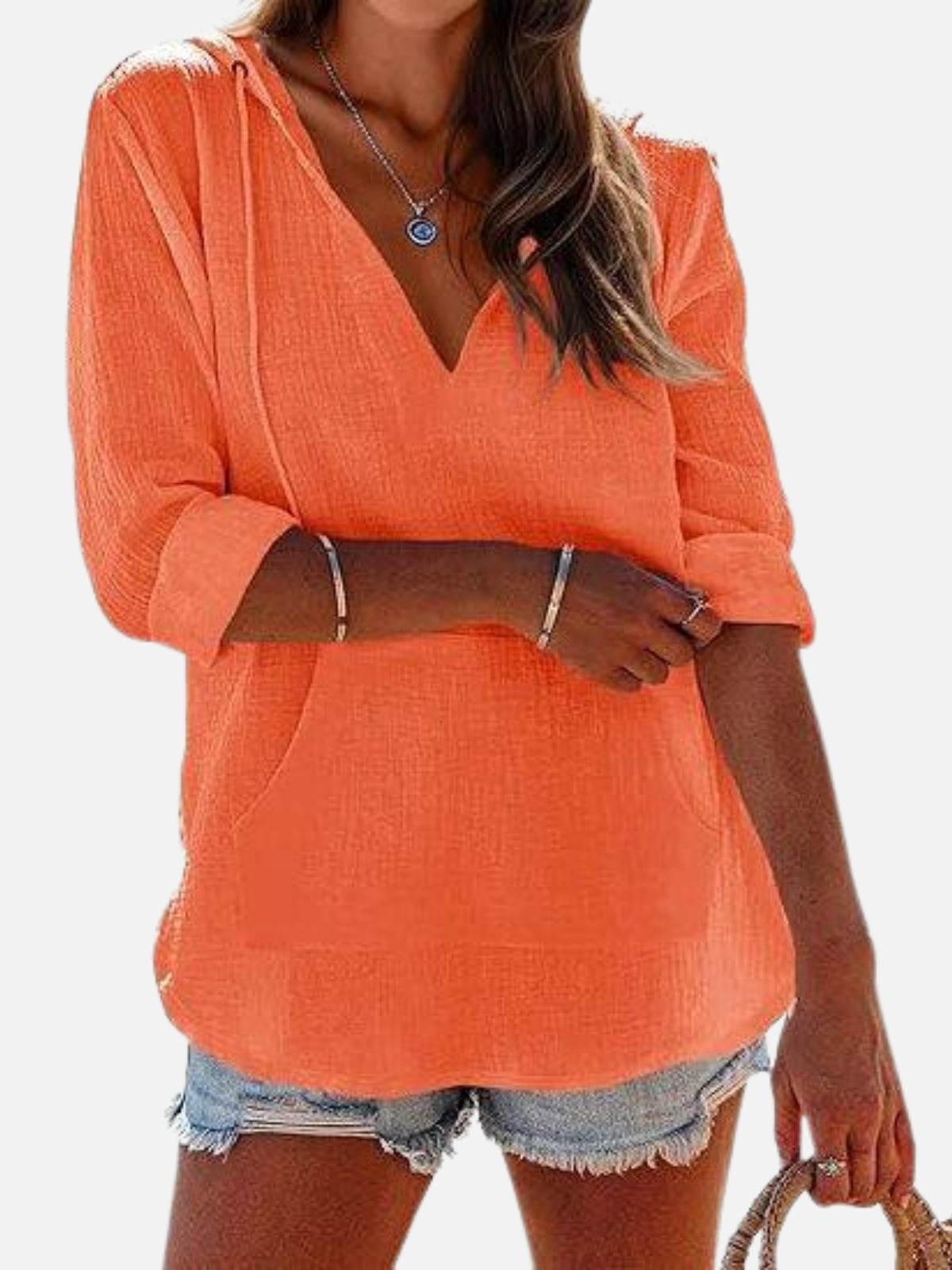 BamLuxe™ Hooded Cotton Slub Shirt – Casual Long Sleeve