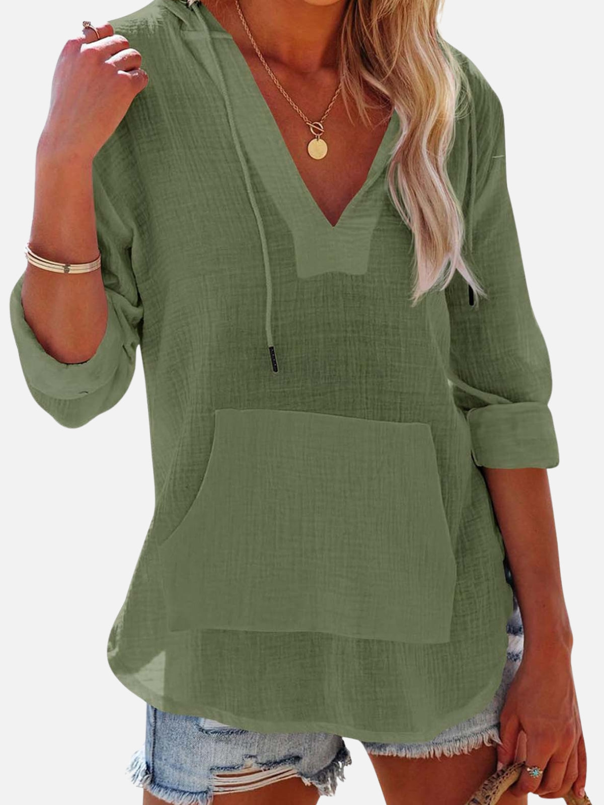 BamLuxe™ Hooded Cotton Slub Shirt – Casual Long Sleeve