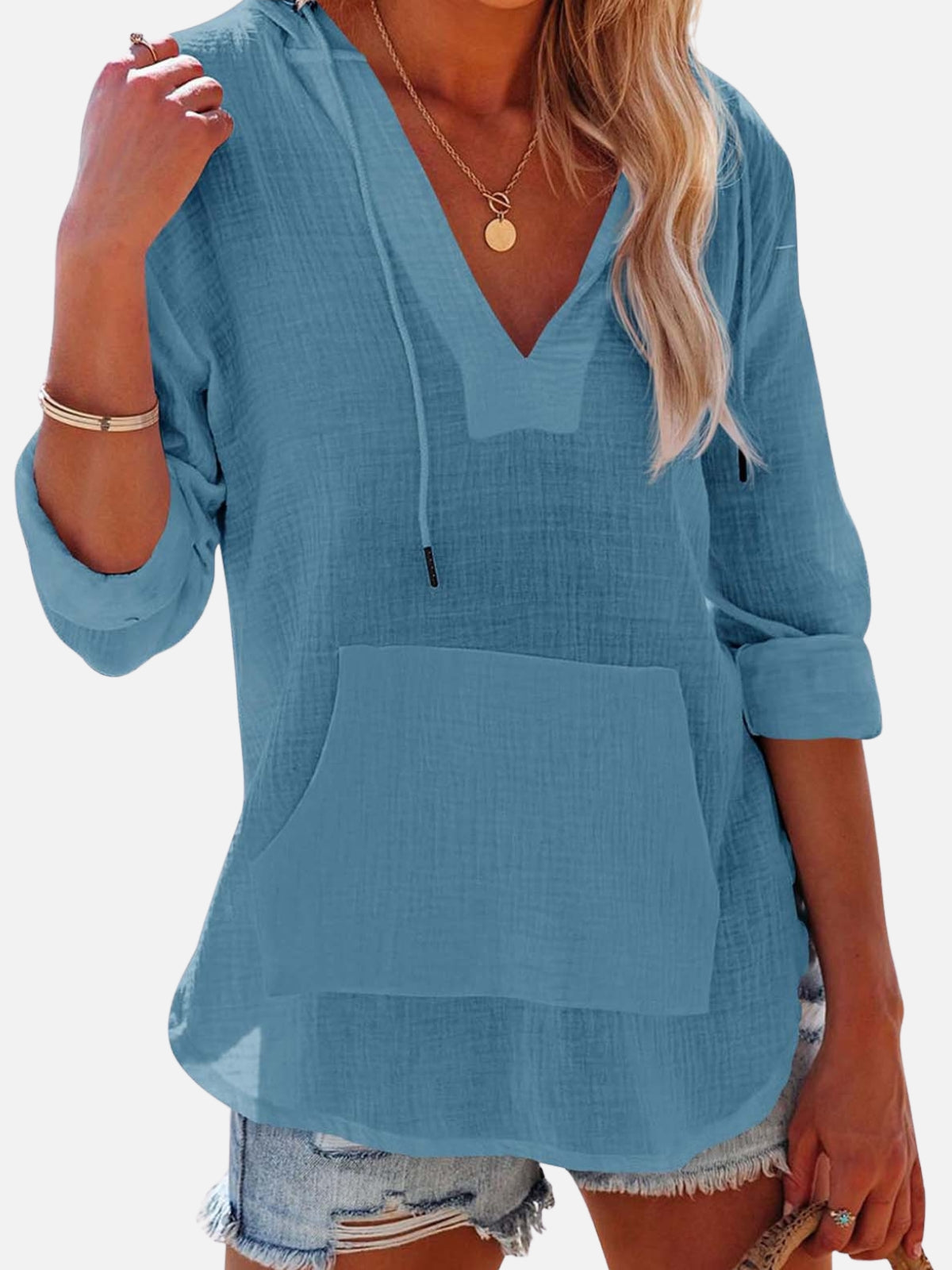 BamLuxe™ Hooded Cotton Slub Shirt – Casual Long Sleeve