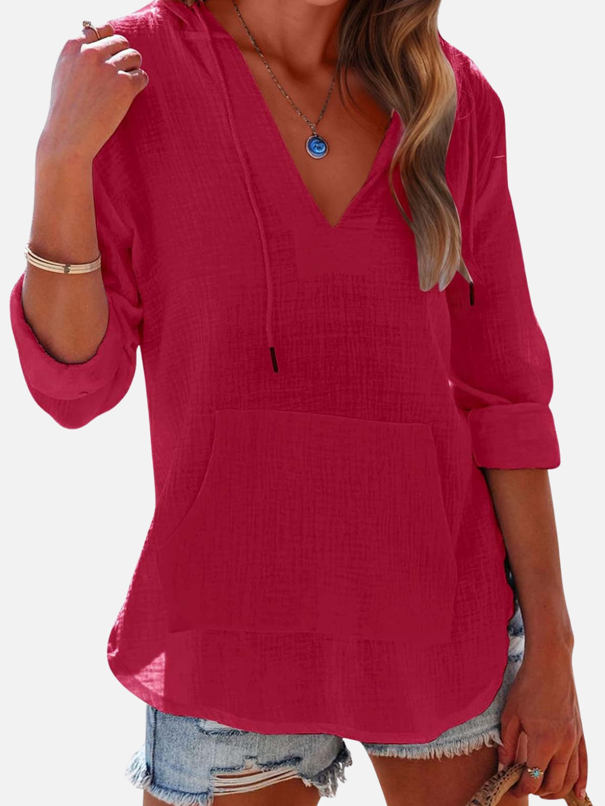 BamLuxe™ Hooded Cotton Slub Shirt – Casual Long Sleeve