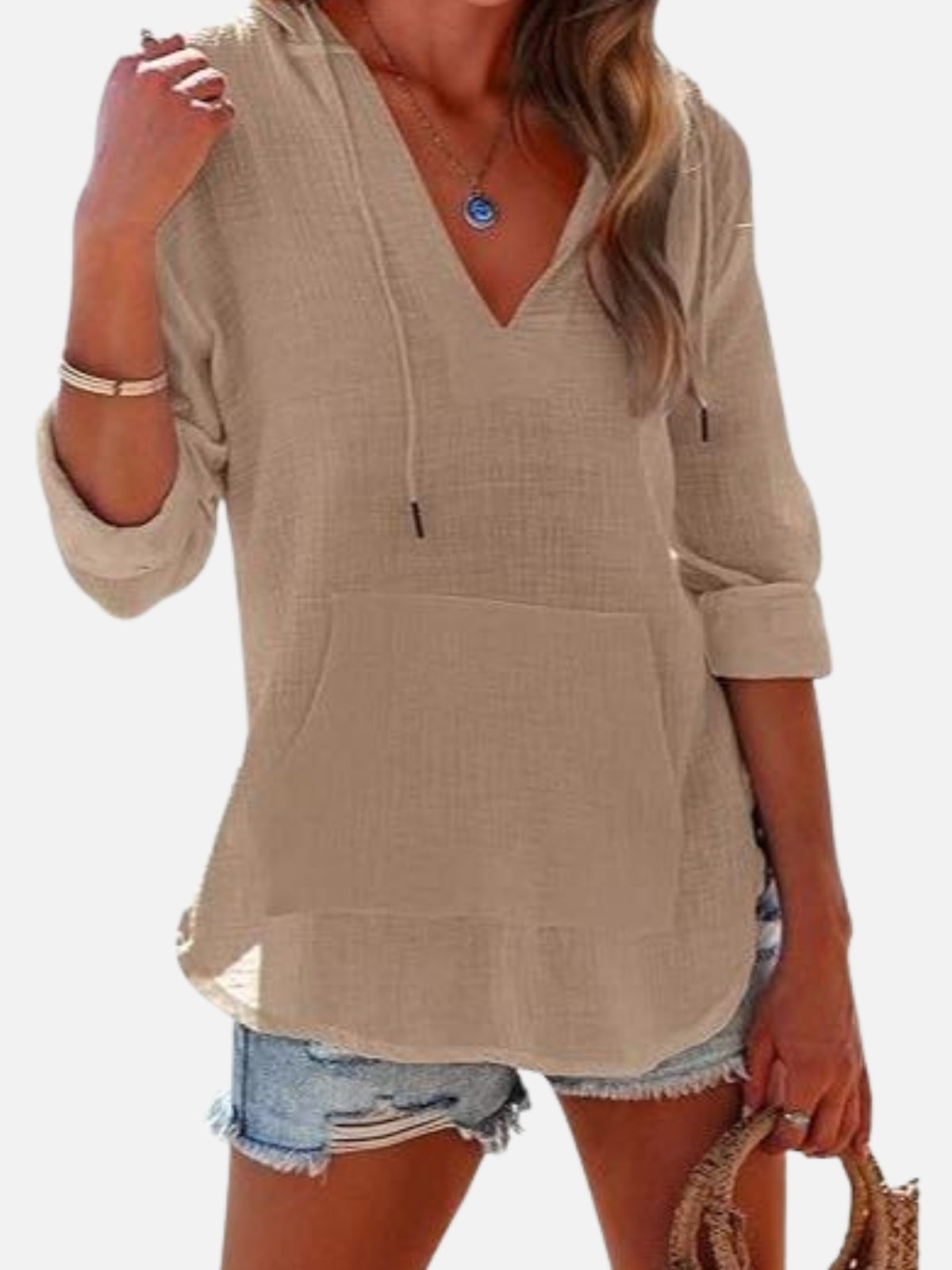 BamLuxe™ Hooded Cotton Slub Shirt – Casual Long Sleeve