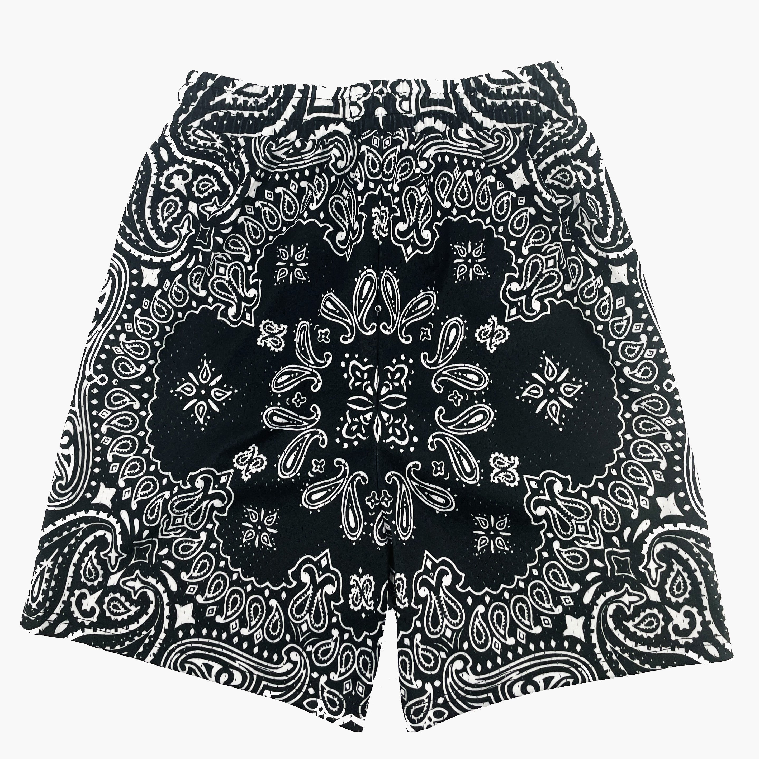Black Bandana Mesh Shorts